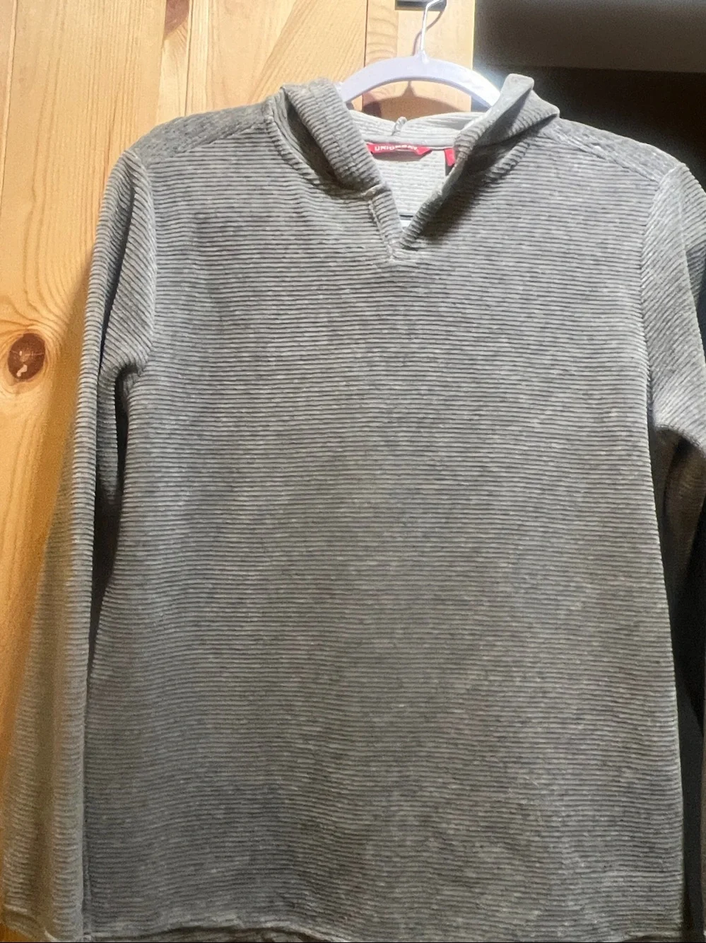 UNIONBAY Men's Ribbed Crewneck Hoodie in Heather Gray